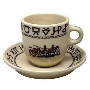 Wallace China Westward Ho Rodeo Horses Brands Till Goodan Coffee Cup & Saucer
